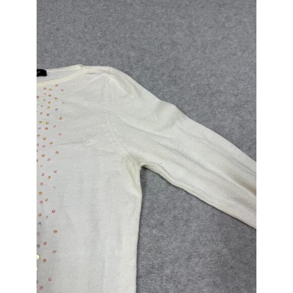 Y2K 52 Weekends Womens Size S White Sequin Long Sleeve Light Sweater Top *Flaws - Picture 9 of 9